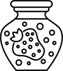 Poster - preserving the taste of summer with homemade strawberry jam, an outline icon perfect for food blogs 