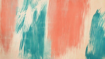 Poster - Vibrant minimalist background featuring abstract pencil strokes in contrasting colors of teal and coral