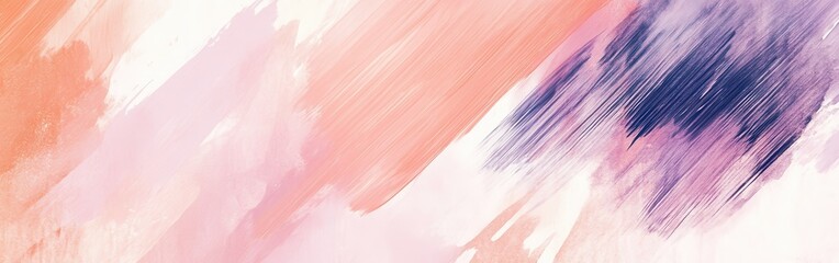 Poster - Minimalist chaotic brush marks in muted peach create an abstract work of art full of fluid motion and subtle color transitions