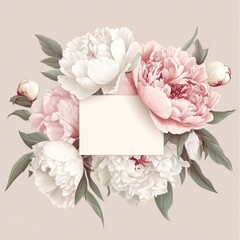 Aufkleber - Beautiful bouquet of soft pink and white peonies arranged gracefully on a gentle background for decor or design purposes
