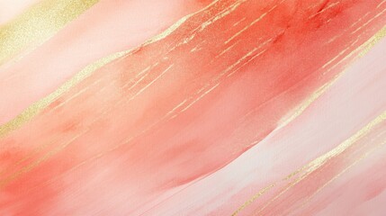 Poster - Elegant pastel coral pencil strokes create a stunning gradient with touches of gold