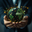 © Deja - Hand holding green earth and Environment Social and Governance World Sustainable Environment