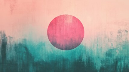 Aufkleber - Elegant minimalist composition with a large pink circle against a gradient background at sunset