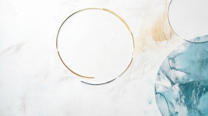 Aufkleber - Delicate pencil strokes create a clean white composition with circles in soft blue tones against an elegant textured background