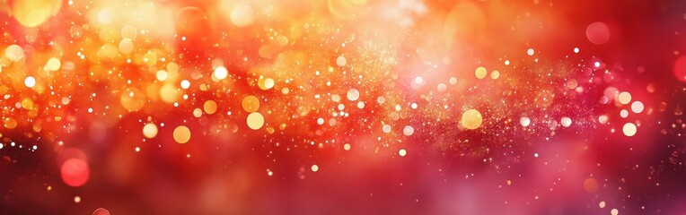 Aufkleber - Bright and vibrant bokeh lights create a magical atmosphere in shades of orange and red during a festive celebration