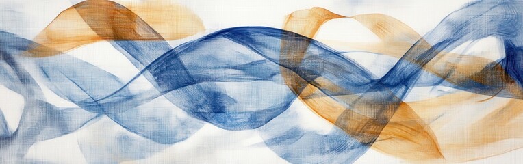 Leinwandbilder - Colored pencil strokes flow together to create a dynamic pattern of blue and soft orange hues on a textured background