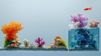 Poster - visual showing the size comparison between microplastics and other pollutants in marine ecosystems.