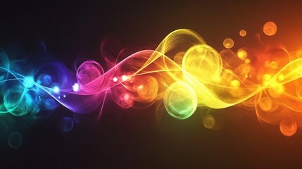 Fototapete - abstract visualization of atoms bonding, with colorful trails representing the exchange of energy.