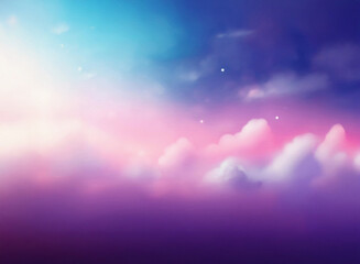 Poster - Grainy textured image of a dreamy, pastel sunset sky. Soft pink, purple, and blue hues blend into a cloud-filled horizon.  The scene evokes a sense of tranquility and wonder.