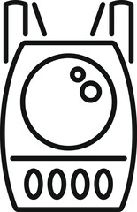Poster - line drawing of a portable oxygen concentrator generating oxygen for patients, featuring a large cir