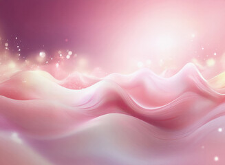 Poster - Grainy, soft pink waves undulate across a luminous background, creating a dreamy, textured landscape with subtle light flares.