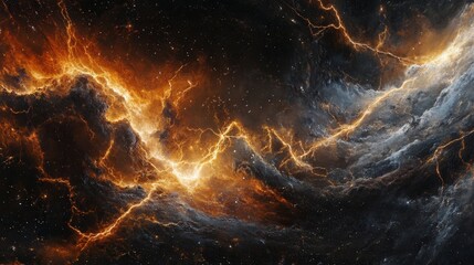 Aufkleber - artistic depiction of charged particles forming electric arcs, radiating energy through a dark expanse