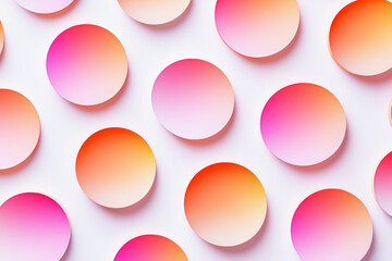Poster - Abstract circular shapes with gradient transitions from pink to orange on a white background