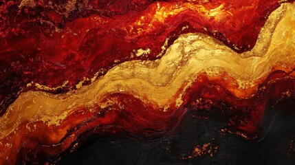 Aufkleber - Fiery wave gradient of red and gold hues creating a dynamic visual flow across a dark background