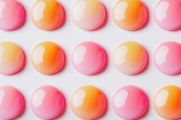 Poster - Modern abstract circular pattern featuring soft pink to orange gradient shapes with a clean aesthetic on a white background