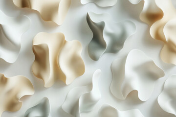 Poster - Abstract cloud-like shapes in neutral tones create a serene visual on a white background