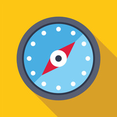 Poster - compass with needle pointing north showing direction on a yellow background, navigation concept