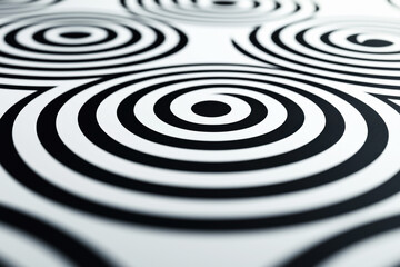 Poster - Concentric black circles in bold ink creating a striking pattern on a clean white background with high detail and contrast