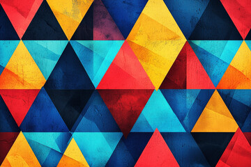 Poster - Colorful triangular pattern in bold shades creates a modern abstract composition with depth and vibrancy