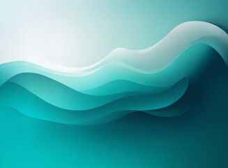 Aufkleber - Abstract image of flowing, layered teal waves. Grainy texture evokes a sense of depth and movement in the cool color palette.