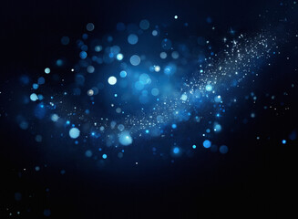 Poster - Abstract image with a grainy texture.  A swirling nebula of blue bokeh lights against a dark background, creating a sense of depth and wonder.