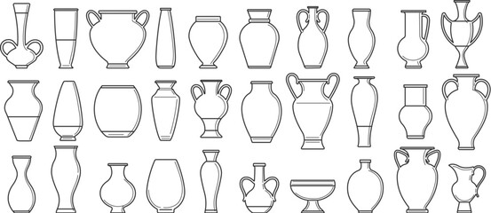 Wall Mural - vintage vases icon collection