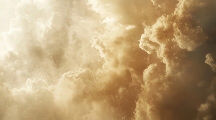 Poster - powdery solid particles being blown into the air, forming a soft, hazy cloud.