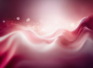 Aufkleber - Grainy texture, soft pink and white waves flow across a dark background, glowing softly with subtle light.  A dreamy, abstract image.