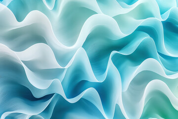 Poster - Smooth wave-like patterns in cool tones create a serene and flowing composition in high resolution
