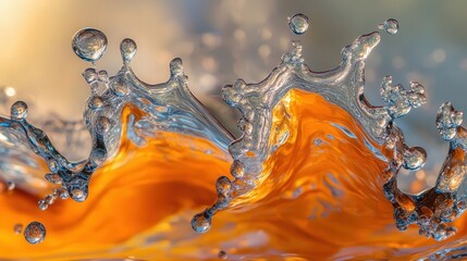 Poster - particles splashing upward, frozen in time, forming an artistic fountain-like pattern.