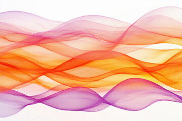 Poster - Sunset-inspired colors blend seamlessly in fluid wave patterns on a pure white background