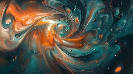 Aufkleber - Particles of different sizes swirling in a chaotic dance, glowing softly in a gradient of colors.