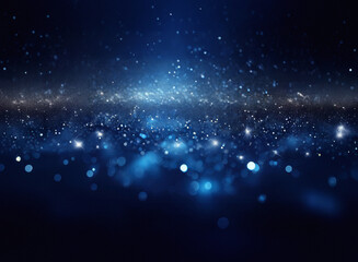 Aufkleber - A grainy, textured expanse of deep blue, speckled with countless shimmering lights, evokes a sense of cosmic depth and mystery.  The bokeh effect creates a sense of movement and luminosity.