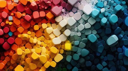 Fototapete - Solid particles arranged in a mosaic-like formation, showcasing their diversity in shape and color.