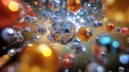 Poster - Solid particles suspended mid-air, frozen in time as they move in a chaotic motion