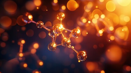 Poster - Tiny particles interacting to form a crystalline structure, glowing softly against a dark background
