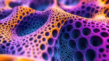 Fototapete - Tiny particles of matter forming a three-dimensional lattice, with vibrant, pulsing colors.