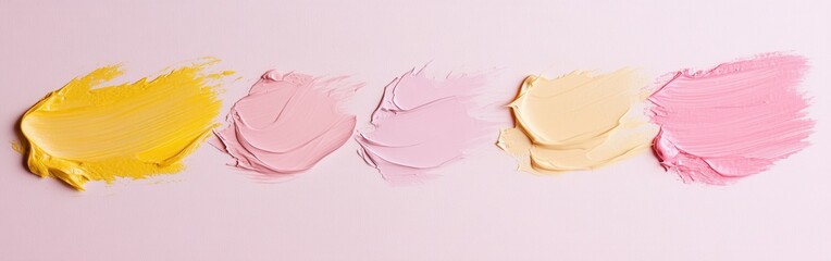 Poster - Elegant pastel pink pencil strokes blend with soft yellow accents in a serene artistic display of colors