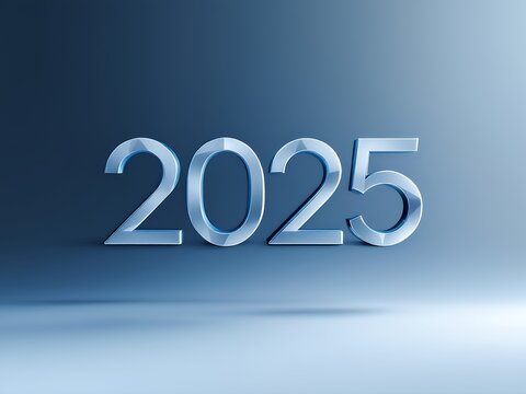 2025 3D of Happy New Year Festive Gold and Blue Design for Marketing and Celebrations