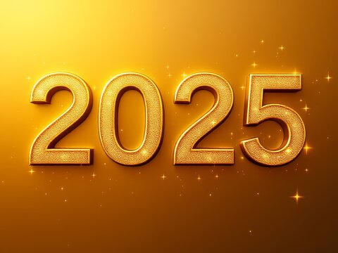 2025 3D of Happy New Year Festive Gold and Blue Design for Marketing and Celebrations