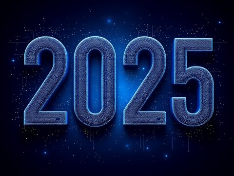 2025 3D of Happy New Year Festive Gold and Blue Design for Marketing and Celebrations