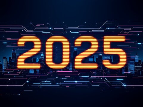 2025 3D of Happy New Year Festive Gold and Blue Design for Marketing and Celebrations