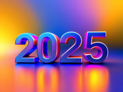 2025 3D of blue mix color Happy New Year Festive Gold and Blue Design for Marketing and Celebrations