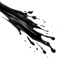 Poster - Black Ink Splash in Abstract Pattern Isolated on White Background for Artistic Use