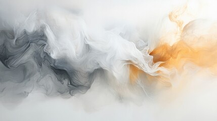 Poster - Soft gray and amber mist swirls creating an ethereal abstract composition in gentle hues