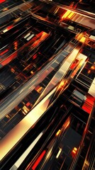 Aufkleber - Futuristic abstract composition with intersecting glass-like surfaces reflecting light and colors