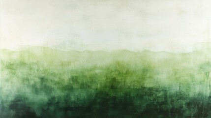 Poster - Striking watercolor background with soothing green and white hues depicting a serene landscape