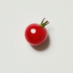 Poster - Glossy red cherry tomato displays vibrant color and freshness on light background