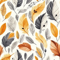 Poster - Colorful watercolor doodle of abstract leaves with playful patterns and vibrant tones created for a cheerful vibe