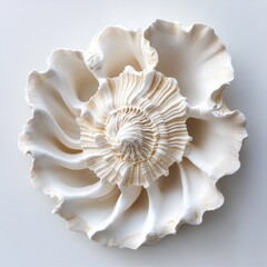 Poster - Intricate decorative seashell with elegant ridges found on a sandy beach